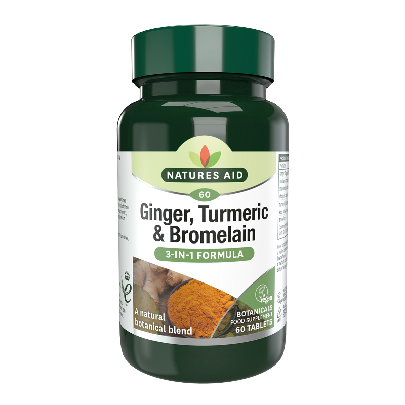 Ginger, Turmeric & Bromelain, 60 comprimate, Natures Aid