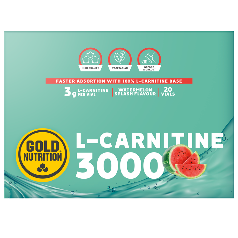 L-Carnitine 3000 mg cu aroma de pepene rosu, 20 fiole, Gold Nutrition