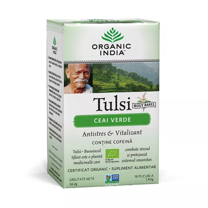Tulsi Ceai Verde Bio, 18 plicuri, Organic India