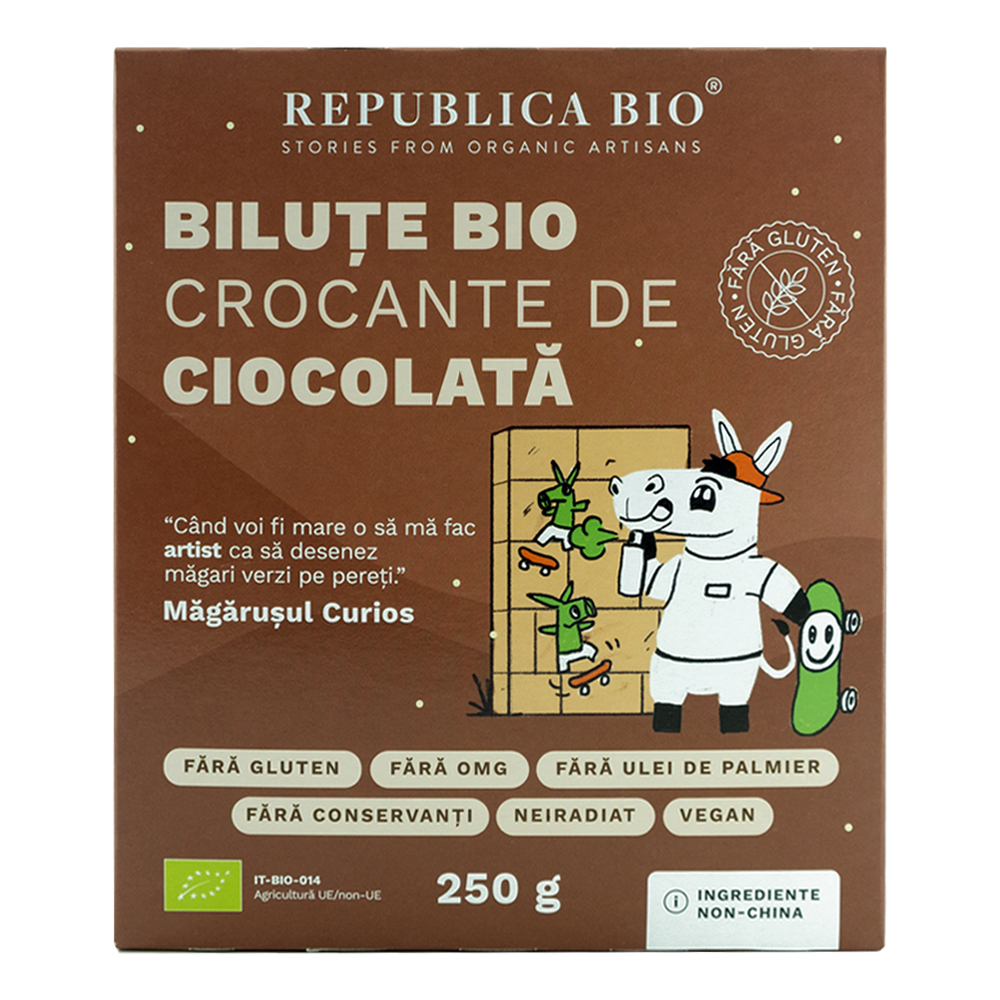 Bilute Bio crocante de ciocolata FARA GLUTEN, 250 g, Republica BIO
