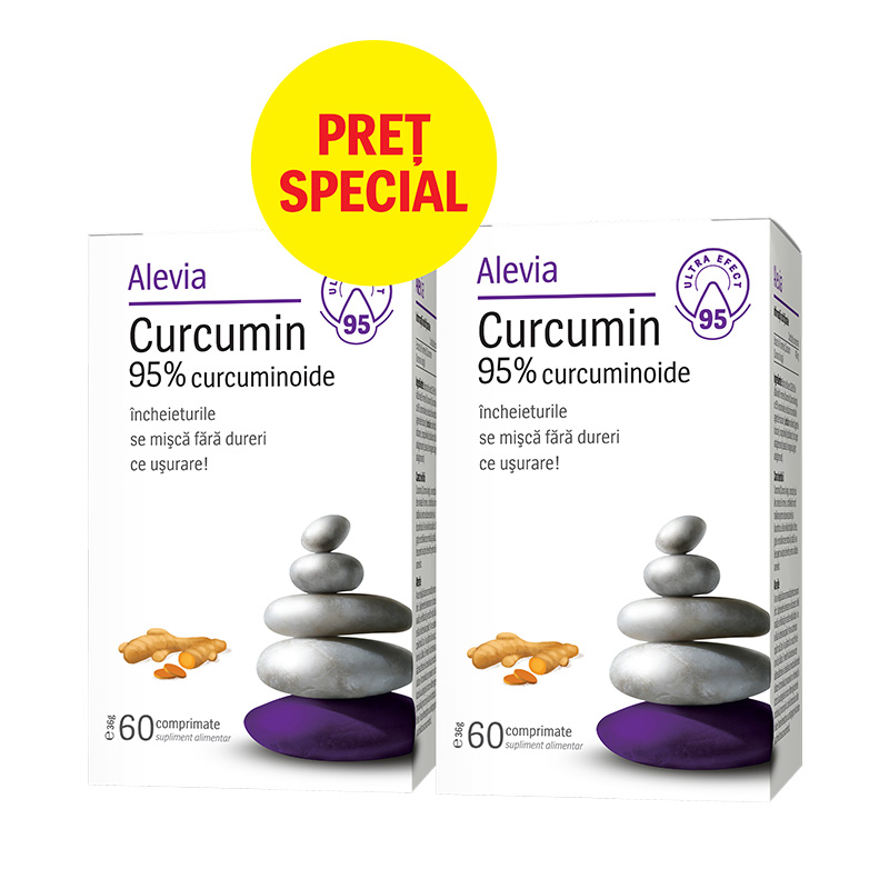 Curcumin 95% curcuminoide 60 comprimate, 1+1 pret special, Alevia