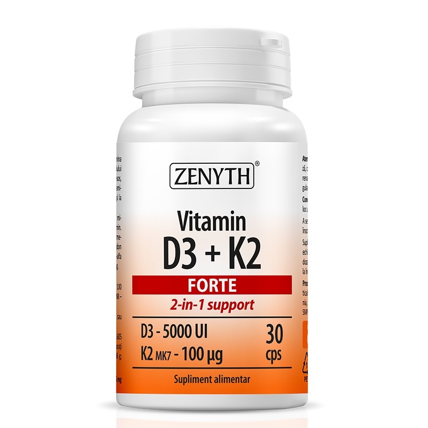 Vitamin D3 + K2 Forte, 30 capsule, Zenyth