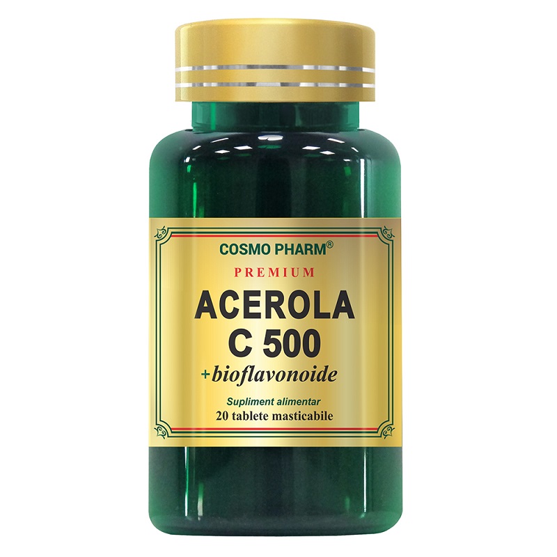 Premium Acerola C 500 mg + bioflavonoide, 20 tablete, Cosmopharm