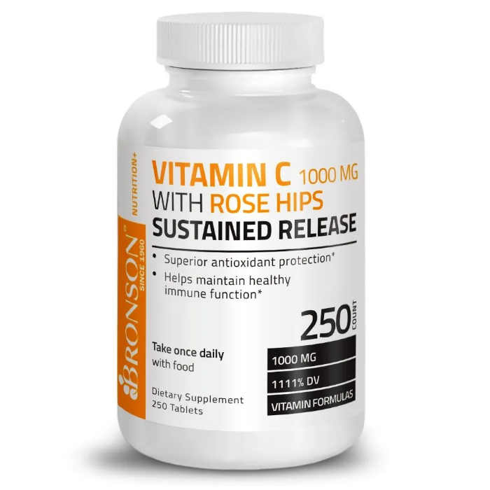Vitamina C, 1000 mg, 250 tablete, Bronson Laboratories