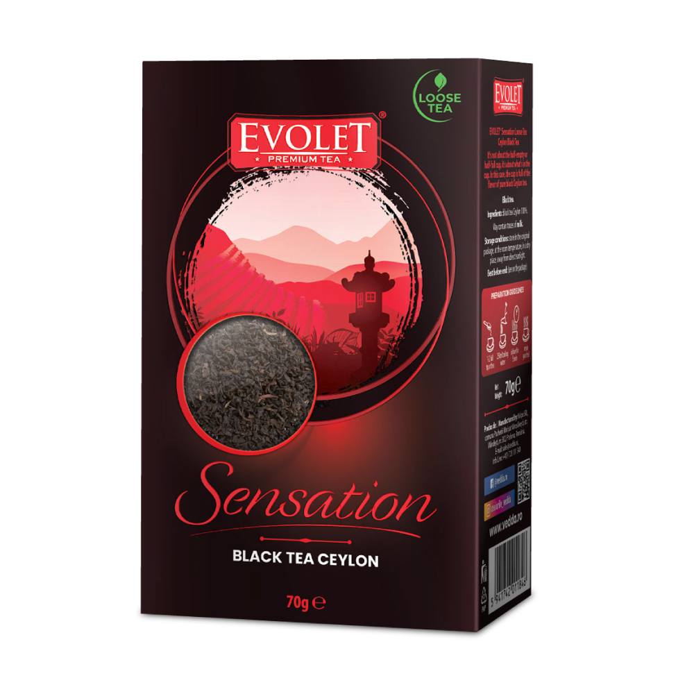 Ceai negru Ceylon Evolet Sensation, 70 grame, Kalpo 