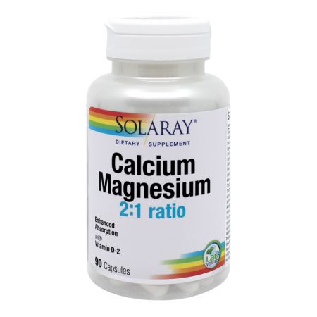 Calciu, Magneziu si Vitamina D Solaray, 90 capsule - Secom