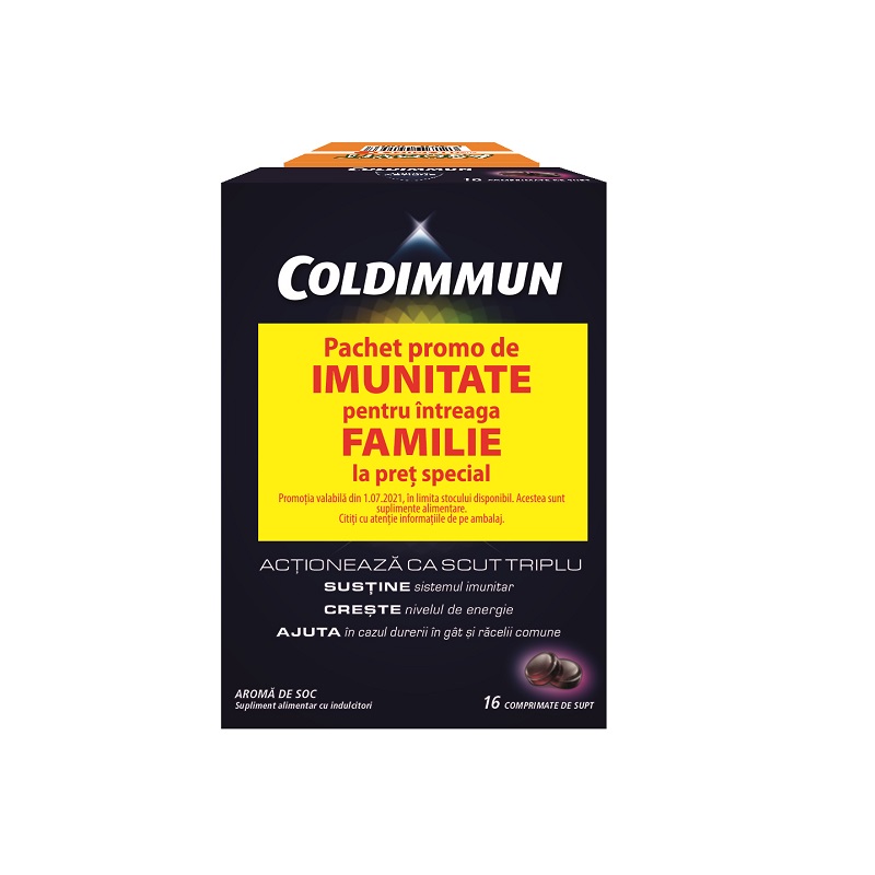 Pachet ColdImmun, 16 comprimate, Perrigo + Ascovit cu Vitamina C aroma de portocala, 60 comprimate, Omega Pharm