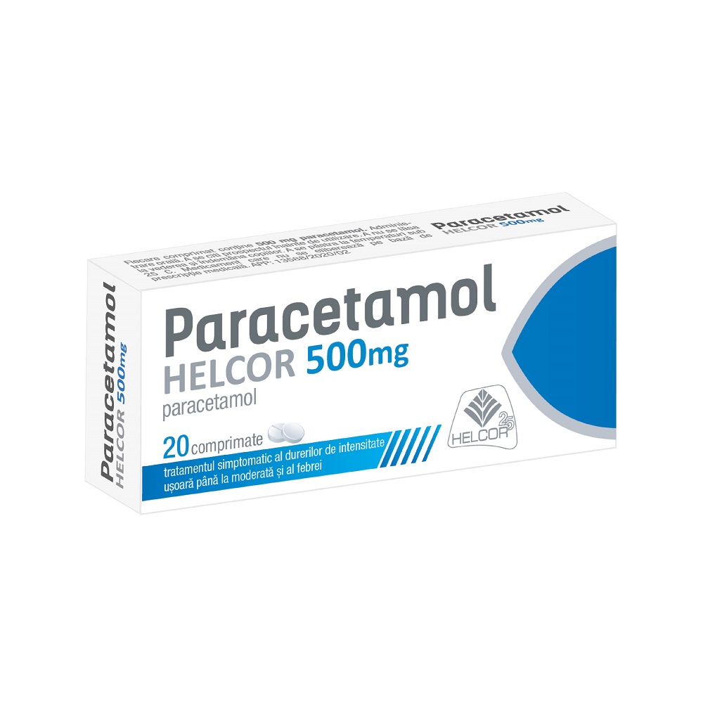 Paracetamol Helcor, 500 mg, 20 comprimate, Helcor