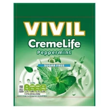 Bomboane fara zahar cu vanilie si menta Creme Life, 60 g, Vivil