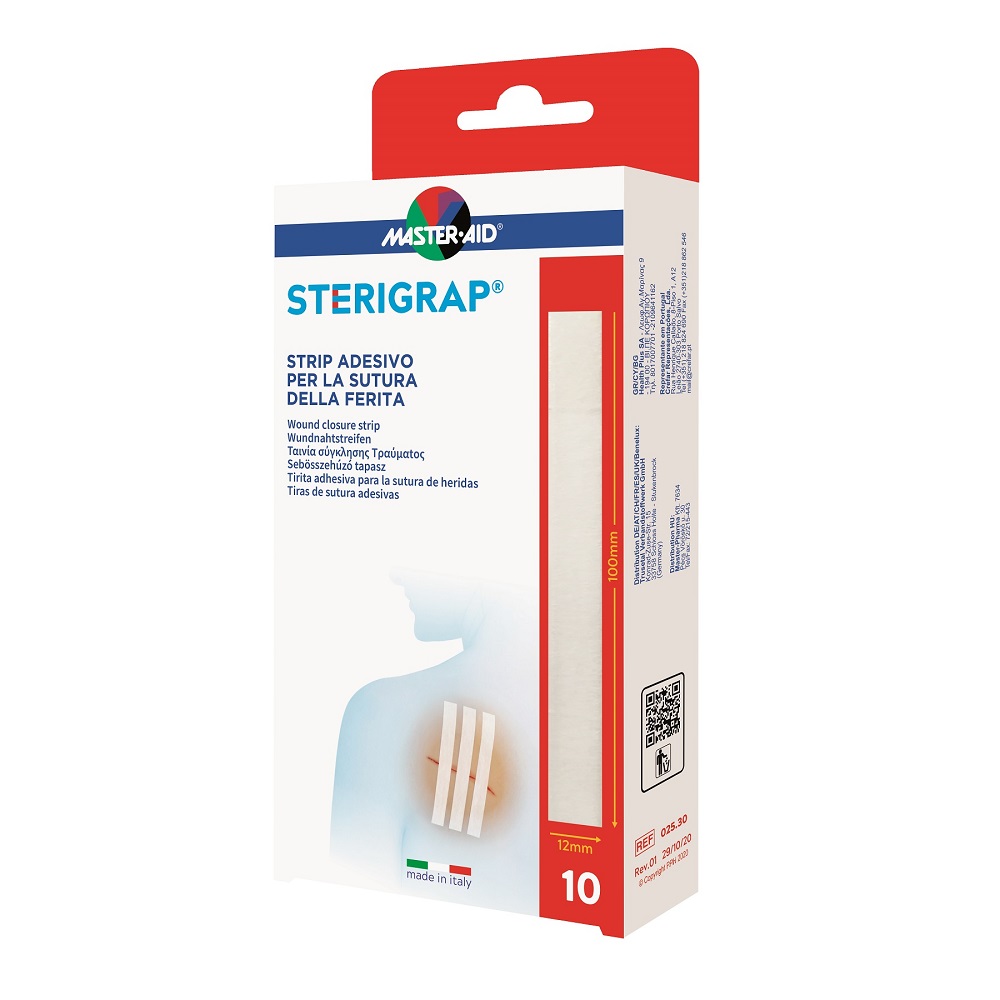 PLasture pentru sututarea ranii Sterigrap Master-Aid, 100 x 12 mm, 6 bucati, Pietrasanta Pharma