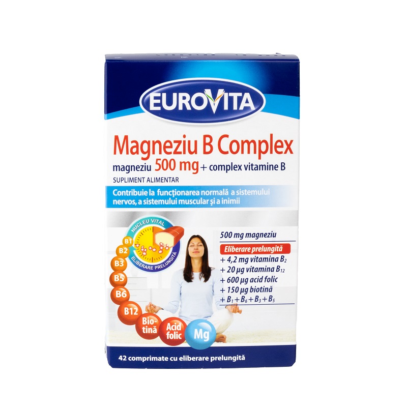 Magneziu B Complex, 42 comprimate, Eurovita