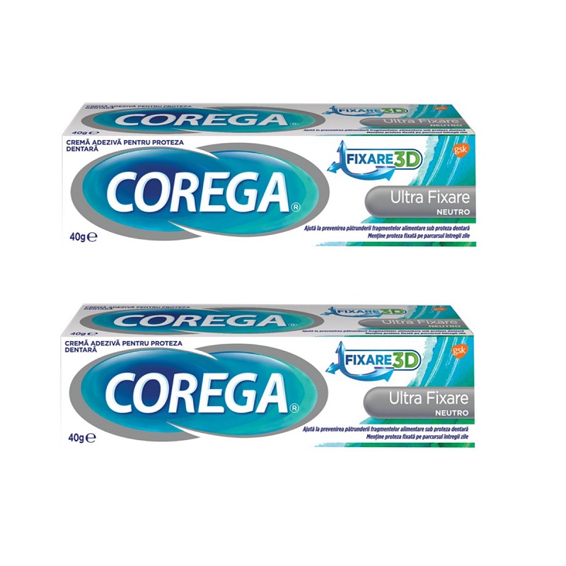 Pachet Crema adeziva pentru proteza dentara Neutro Corega, 40 g + 40 g, Gsk
