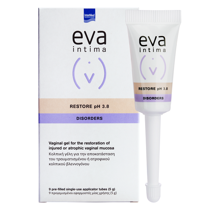 Gel vaginal pentru refacerea mucoasei Eva Intima Restore pH 3.8, 9 aplicatoare vaginale, Intermed