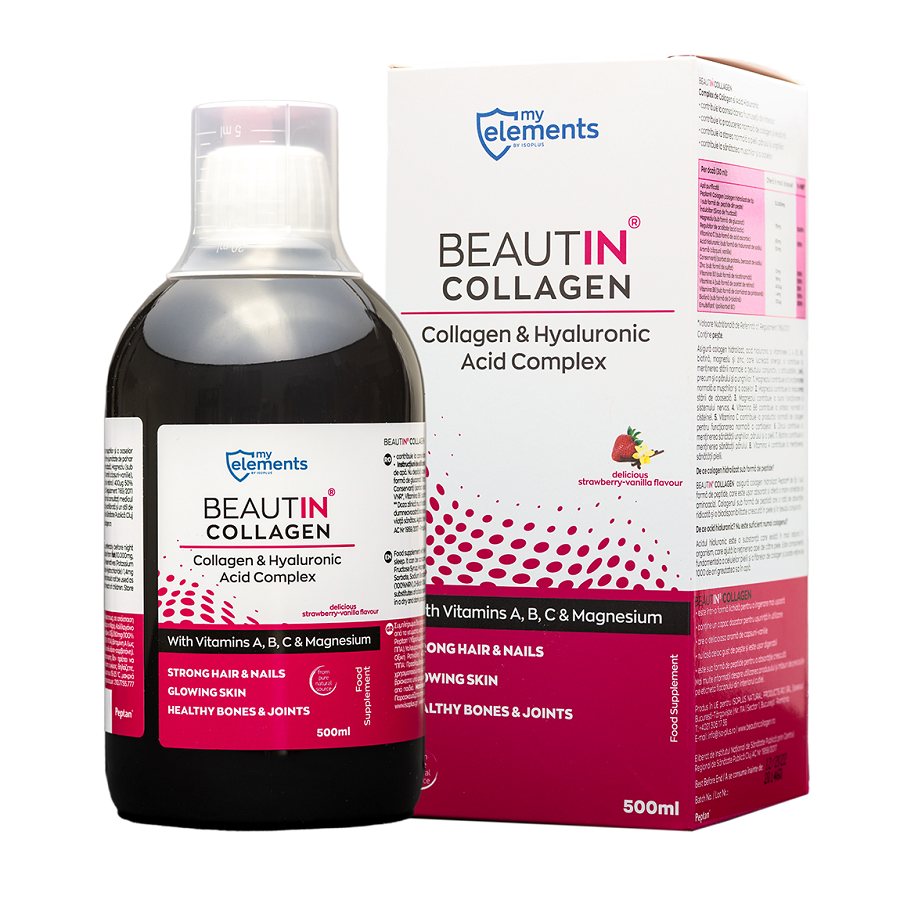 Complex Collagen & Magneziu capsuni si vanilie Beautin Collagen My Elements, 500 ml, Iso Plus