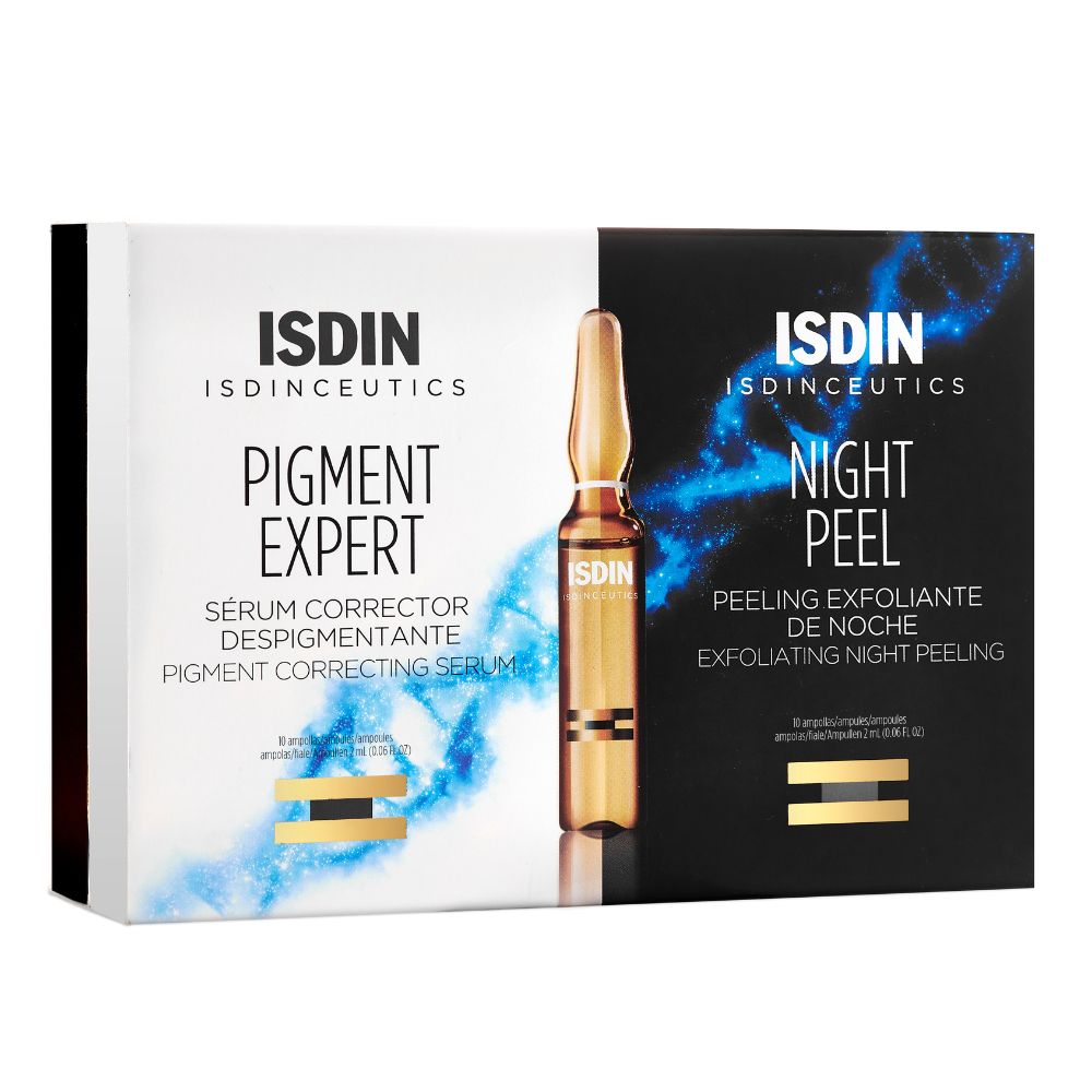 Ser corector pentru depigmentare + Peeling exfoliant de noapte, 10 + 10 fiole, Isdin