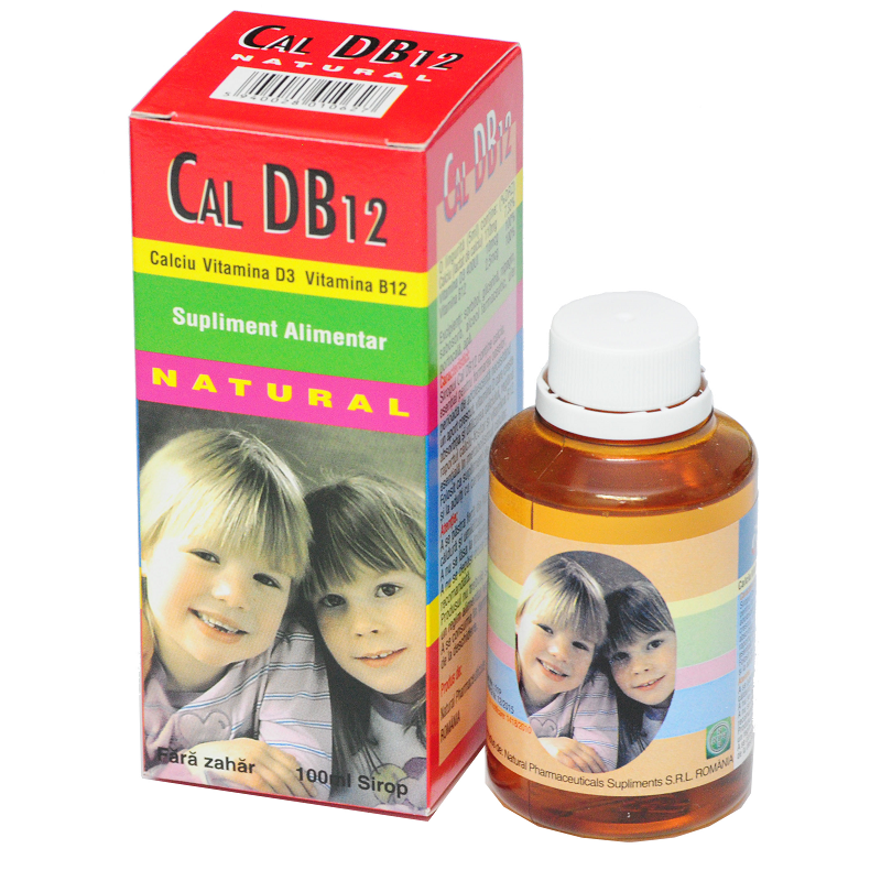 Sirop cu Calciu, Vitamina D3 si Vitamina B12, 100 ml, Natural Pharmaceuticals