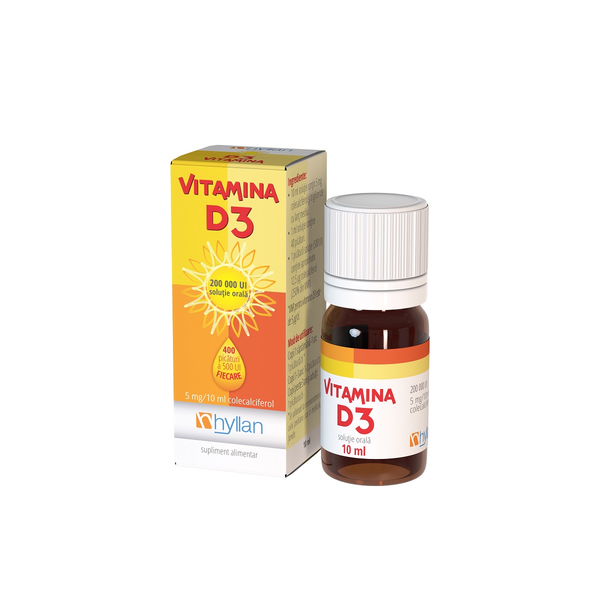 Vitamina D3 picaturi, 10 ml, Hyllan