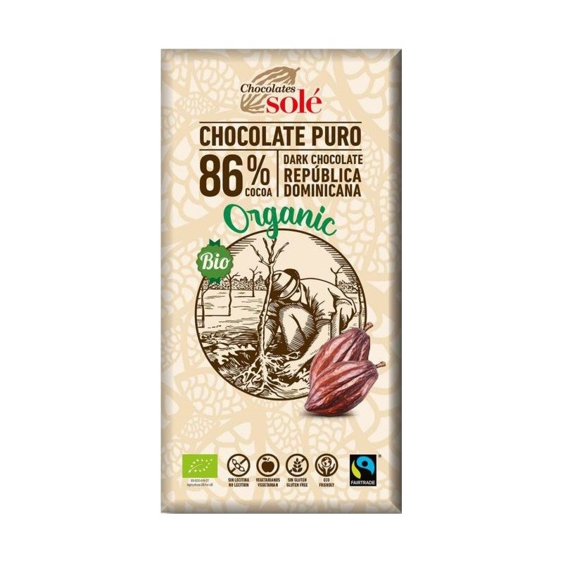 Ciocolata neagra Bio 86% cacao, 100 gr, Pronat