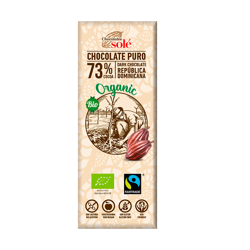 Ciocolata neagra Bio 73% cacao, 25 gr, Pronat