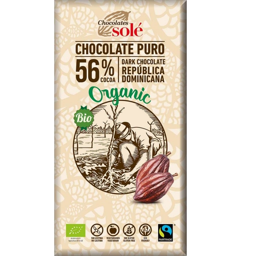Ciocolata neagra Bio 56% cacao, 100 gr, Pronat