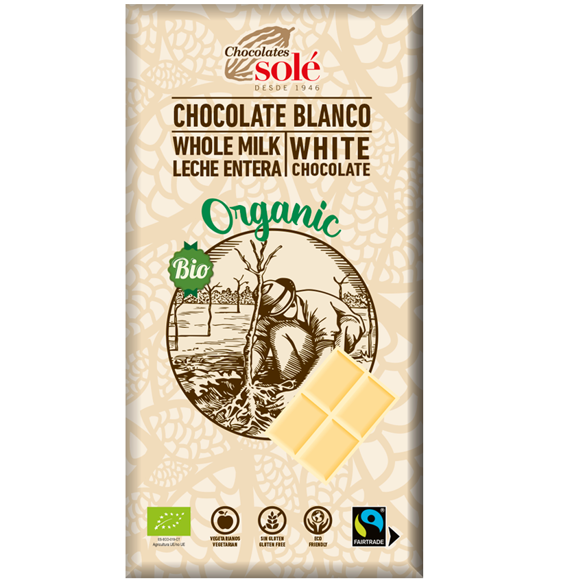 Ciocolata alba ecologica, 100 g, Pronat