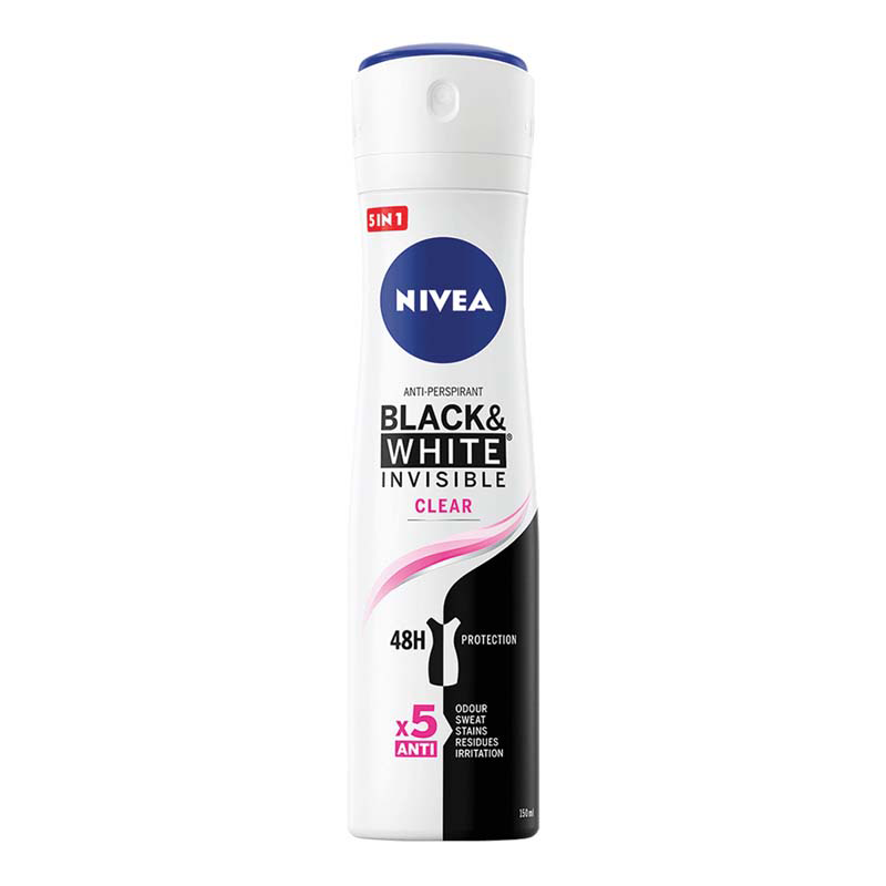 Deodorant spray Black & White Invisible Clear, 150 ml, Nivea