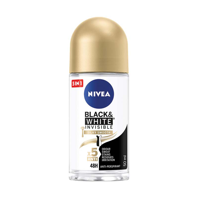 Deodorant roll-on Black & White Invisible Silky Smooth, 50 ml, Nivea