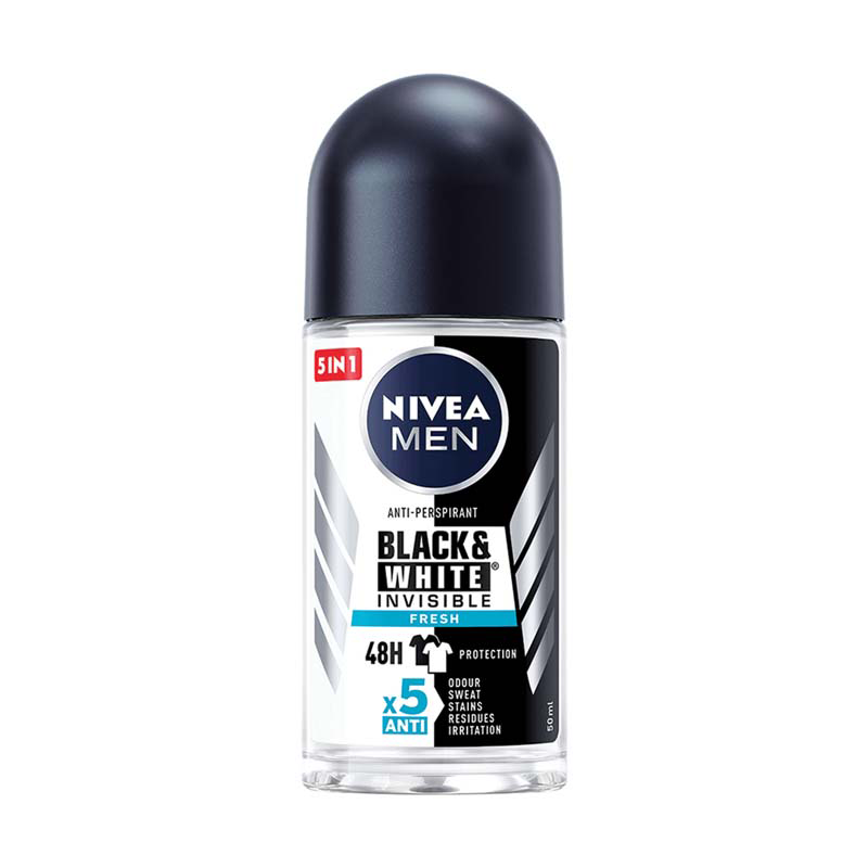 Deodorant roll-on pentru barbati Black & White Invisible Fresh, 50 ml, Nivea