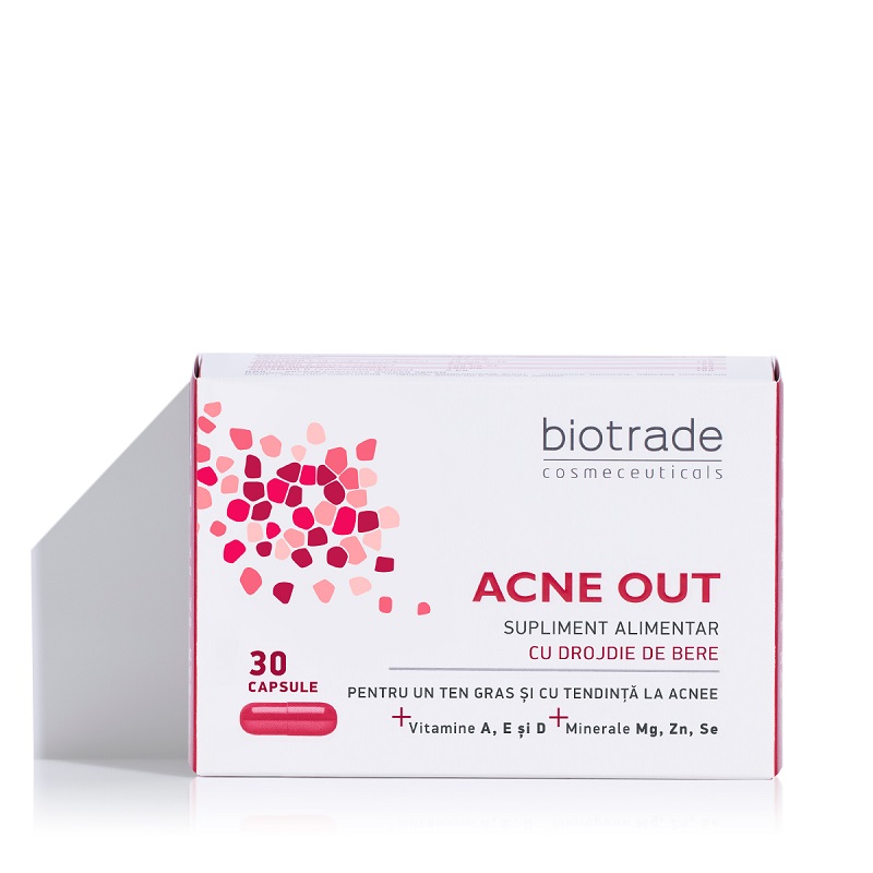 Supliment alimentar pentru ten gras cu tendinta acneica Acne Out, 30 capsule, Biotrade
