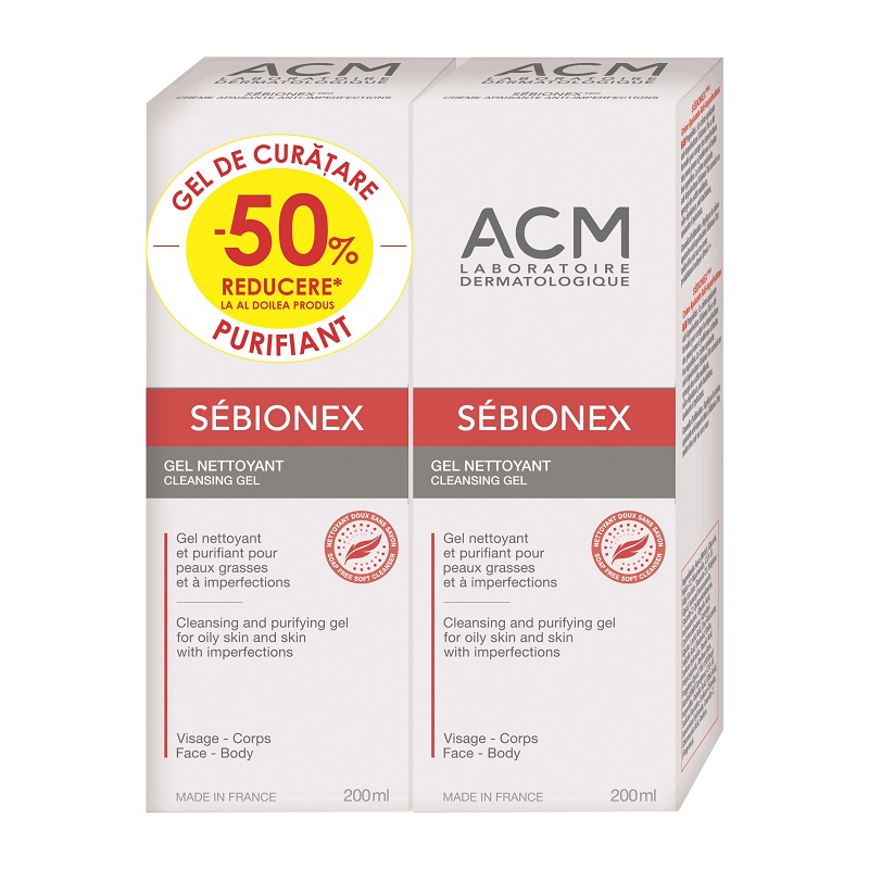 Gel de curatare purifiant Sebionex, 200 ml + 200 ml, Acm 