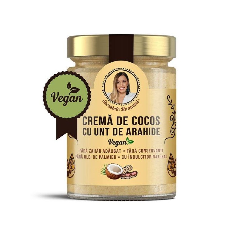 Crema de cocos cu arahide, Vegan, Secretele Ramonei, 350g, Remedia