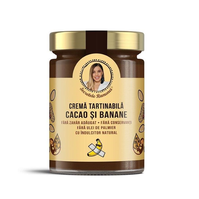 Crema tartinabila cacao si banane, Secretele Ramonei, 350g, Remedia