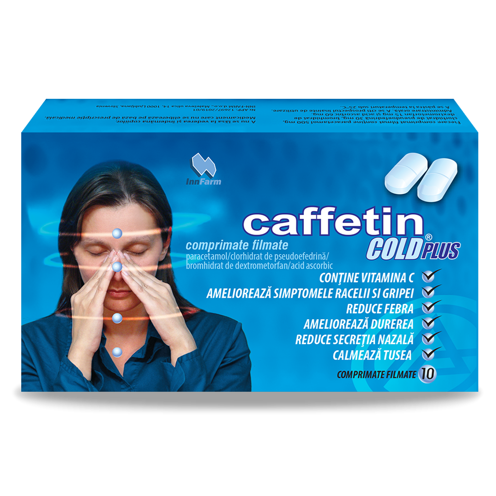 Caffetin Cold Plus, 10 comprimate filmate, Alkaloid