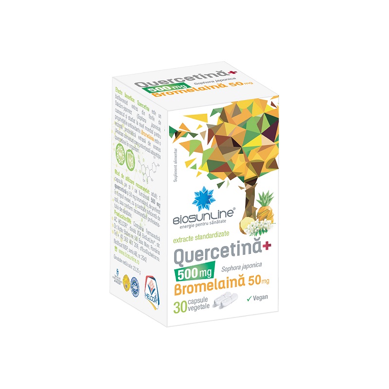 Quercetina 500 mg + Bromelaina 50 mg, x 30 capsule vegetale, Helcor