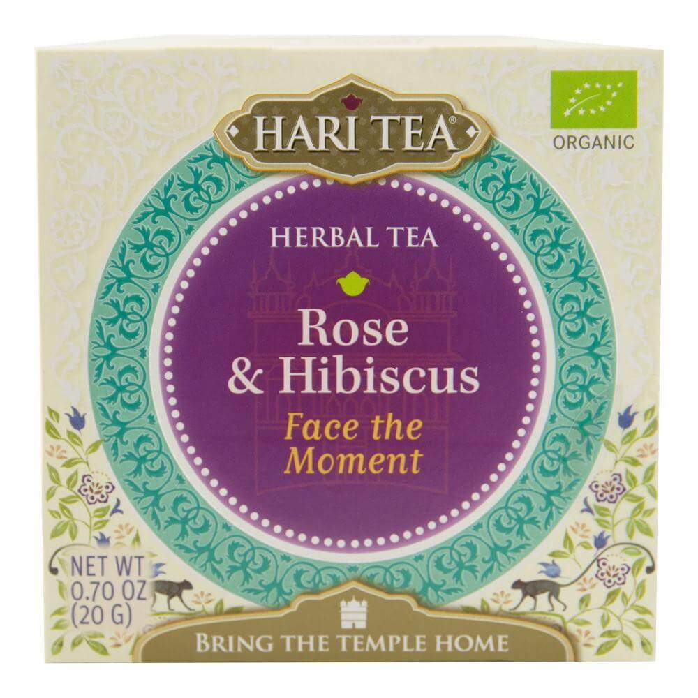 Ceai Premium Face the Moment cu hibiscus si petale de trandafir eco, 10 plicuri, Hari Tea