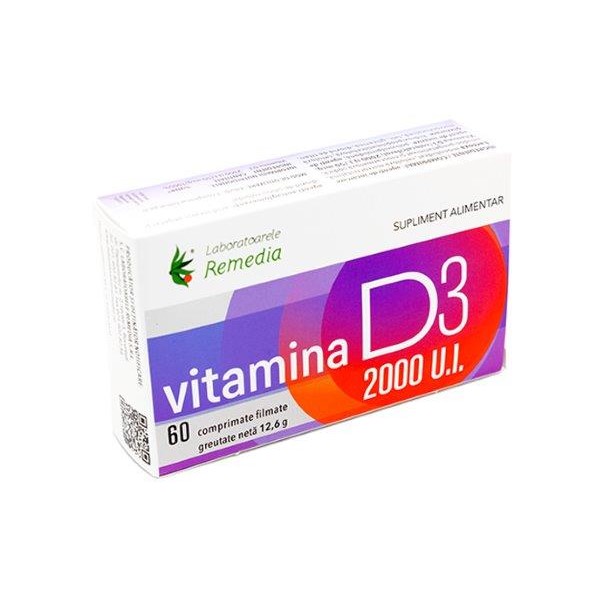 Vitamina D3 2000UI, 60 comprimate filmate, Remedia