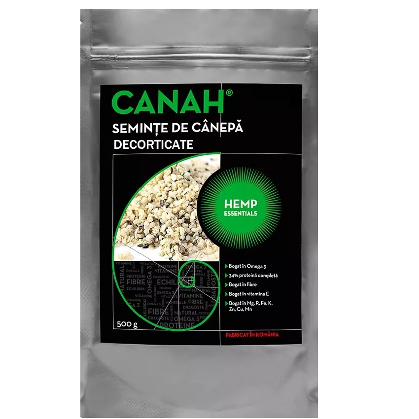 Seminte de canepa decorticate, 500 g, Canah