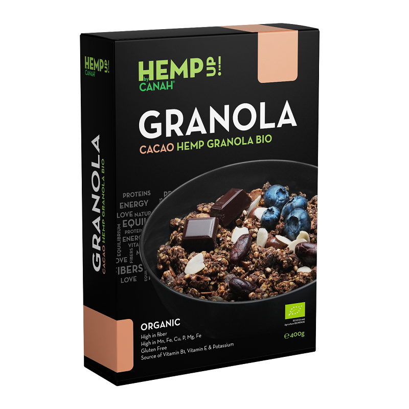 Granola Bio fara gluten Cacao Hemp, 400 g, Canah