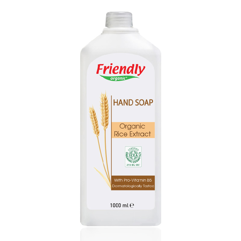 Sapun lichid de maini extract de orez, 1000 ml, Friendly Organic 