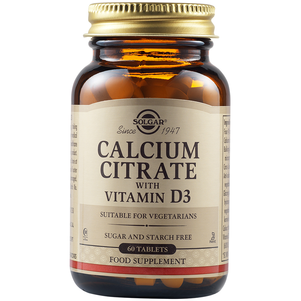 Citrat de calciu cu vitamina D3, 60 tablete, Solgar
