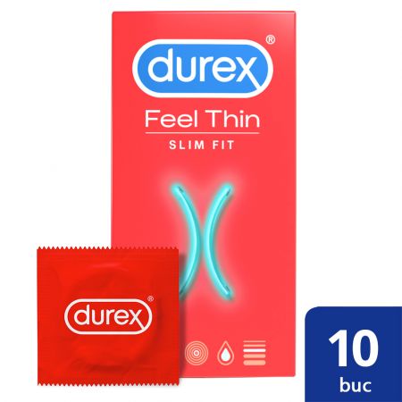 Prezervative Feel Thin Slim Fit, 10 bucÄƒÈ›i, Durex