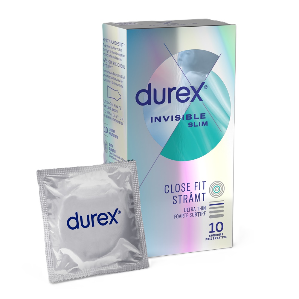Prezervative Invisible Extra Thin Extra Sensitive, 10 bucati, Durex