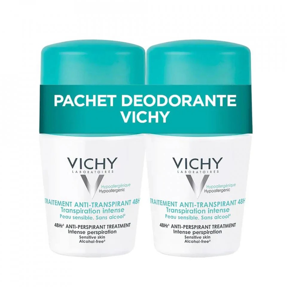 Pachet Deodorant roll-on antiperspirant 48h, 50 ml + 50 ml, Vichy