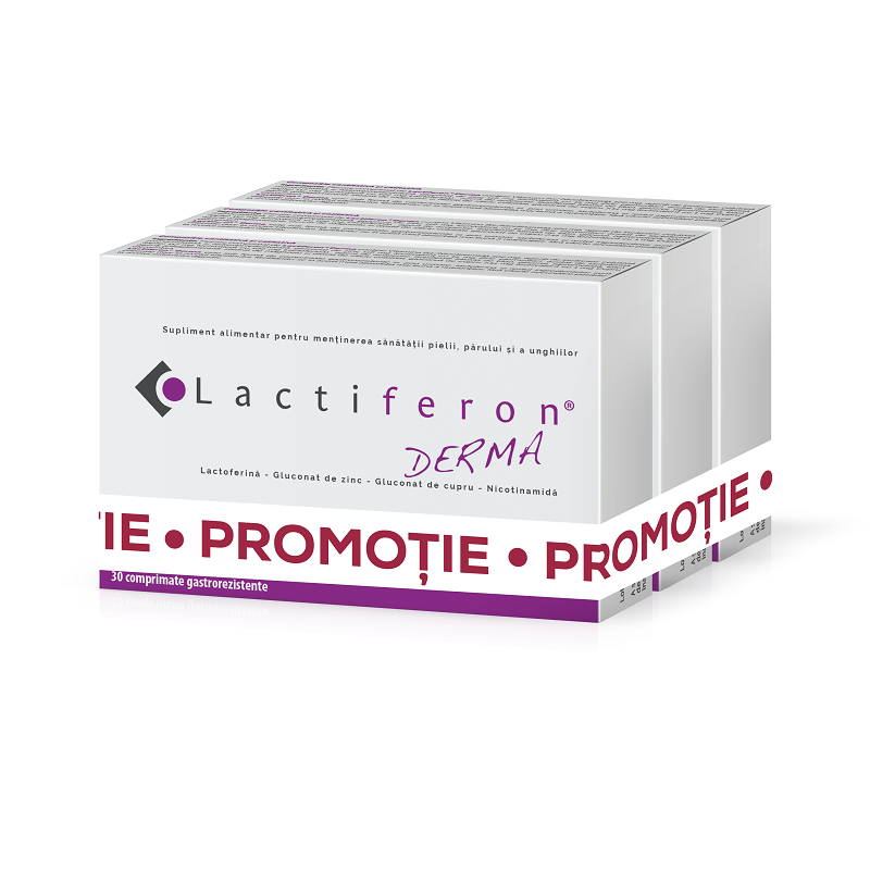 Pachet Lactiferon Derma, 3 x 30 comprimate, Meditrina Pharmaceuticals