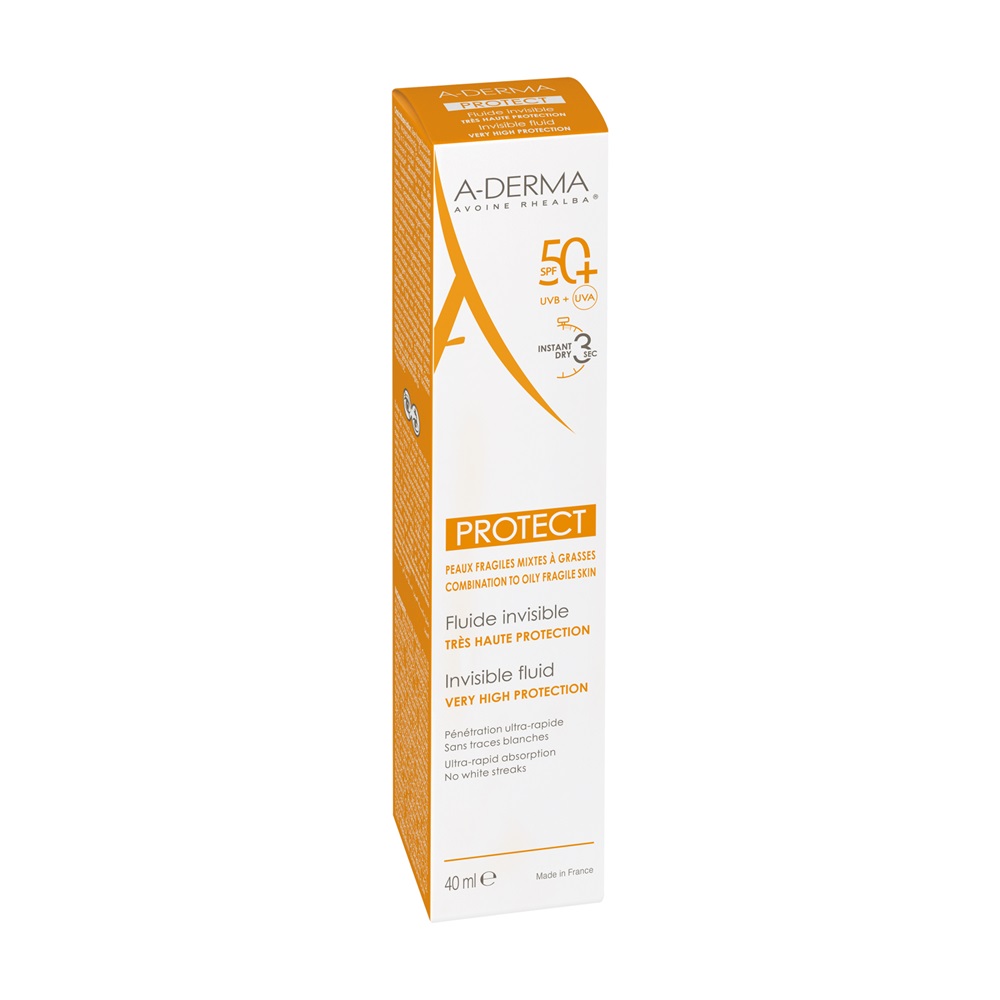 Fluid pentru fata cu protectie solara SPF 50+ Protect, 40 ml, A-Derma