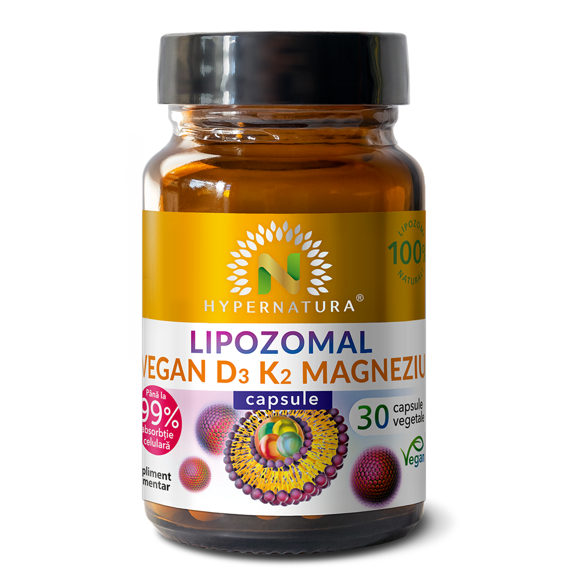 Lipozomal Vitamina D3 + K2 Magneziu, 30 capsule vegetale, Hypernatura