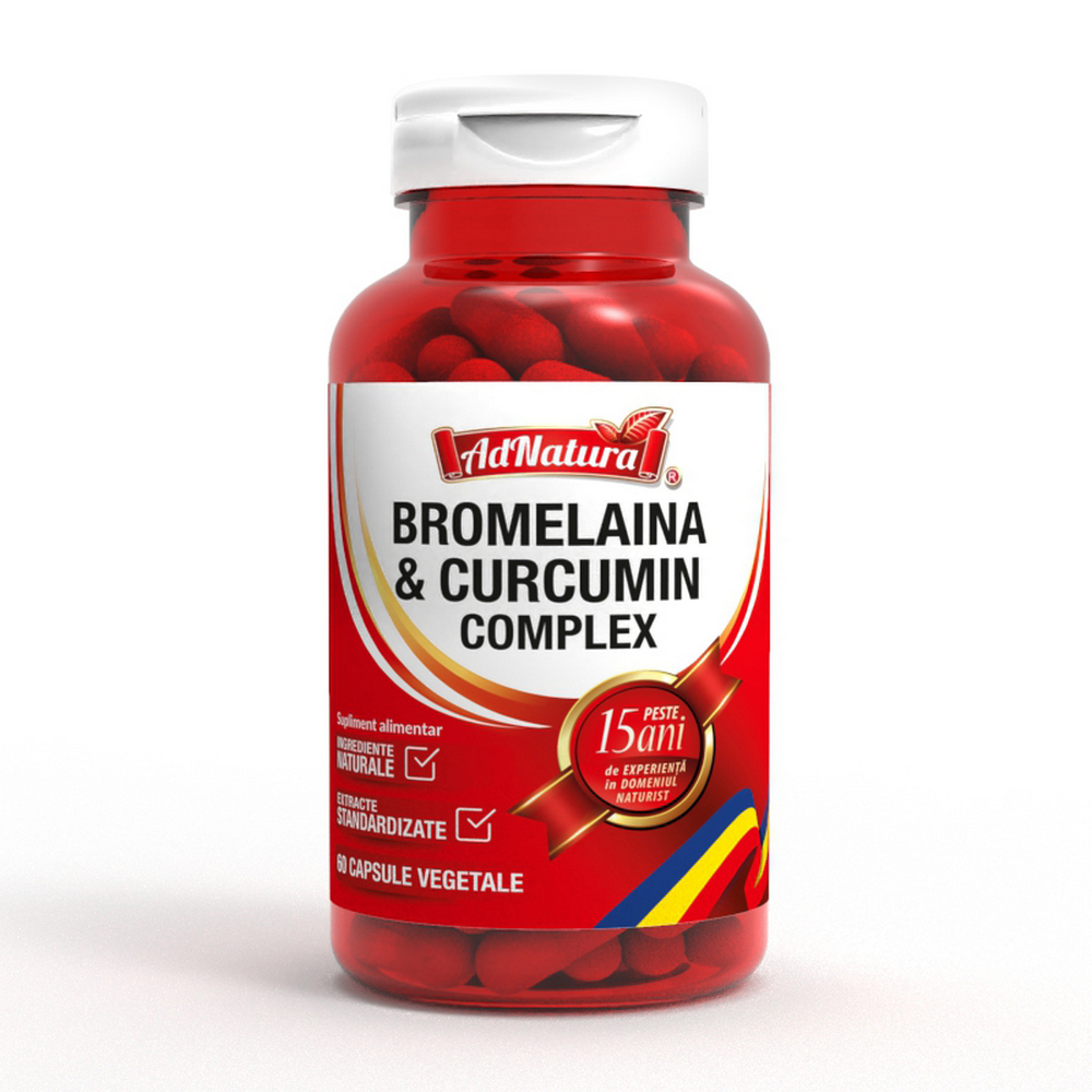 Bromelaina si Curcumin complex, 60 capsule, AdNatura