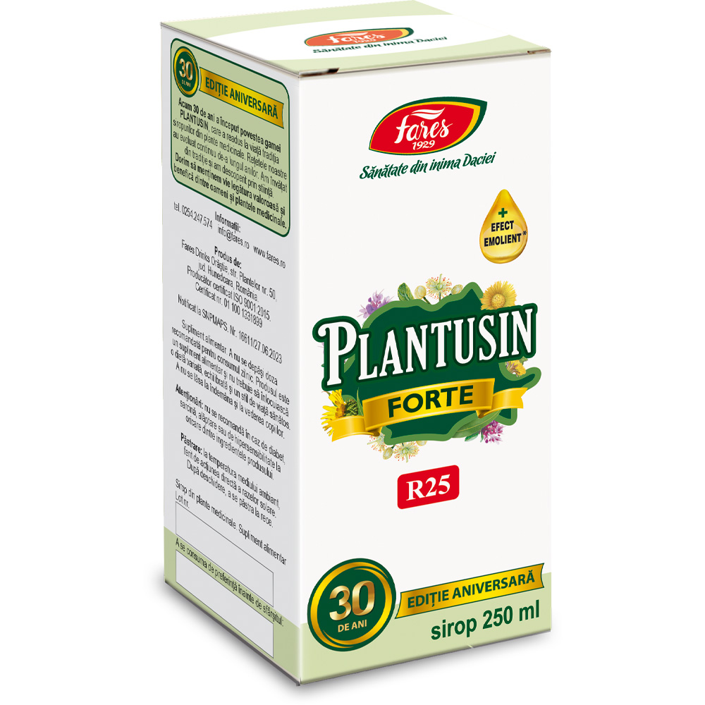 Sirop Plantusin Forte, R25, 250 ml, Fares