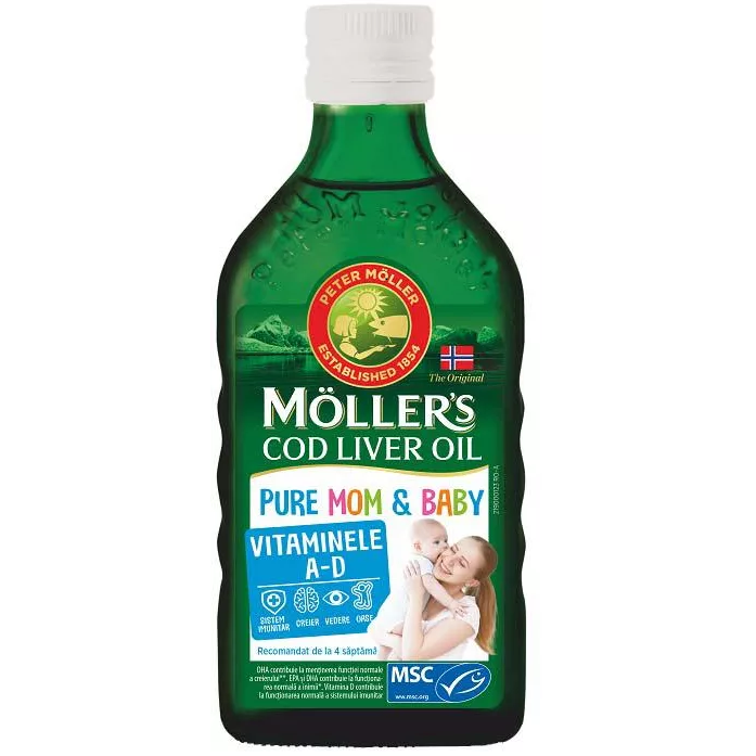 Ulei din ficat de cod Pure Mom and Baby, 250 ml, Moller's
