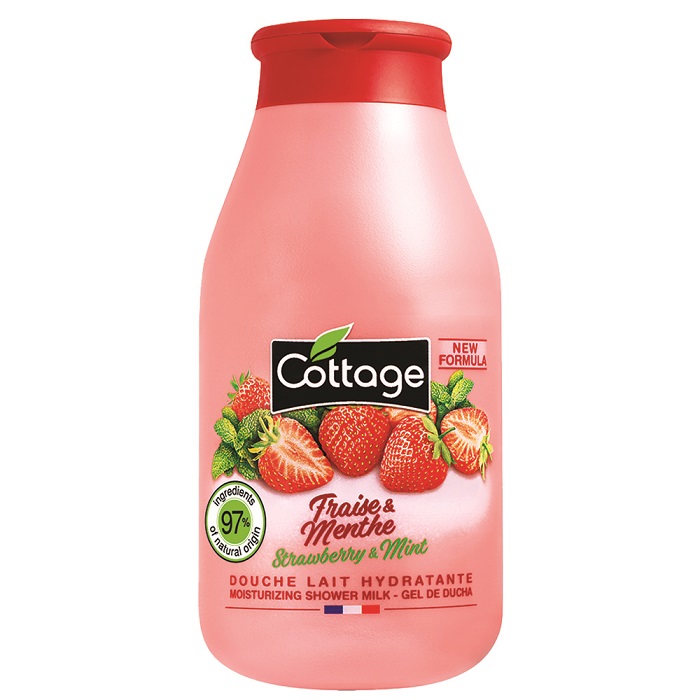 Gel de dus hidratant Strawberry & Mint, 250 ml, Cottage